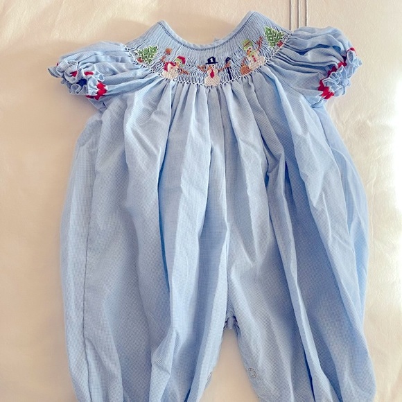 Smocked Snowman Romper - Picture 2 of 2